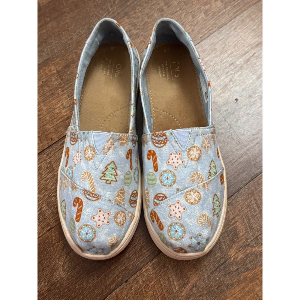 TOMS Christmas Sugar Cookie Glitter Slip-On Shoes – Women's Size 6